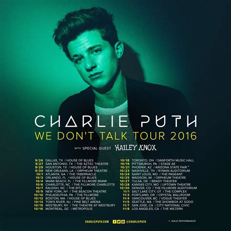 when is charlie puth going on tour